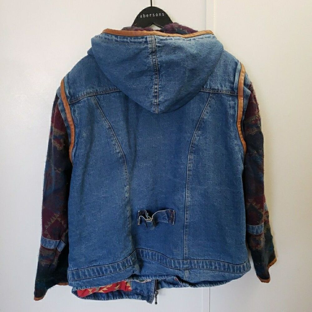 Vtg Outbrook Denim Western Aztec Jacket 90’s Size 20W Women's Chore Barn Coat - Picture 7 of 9